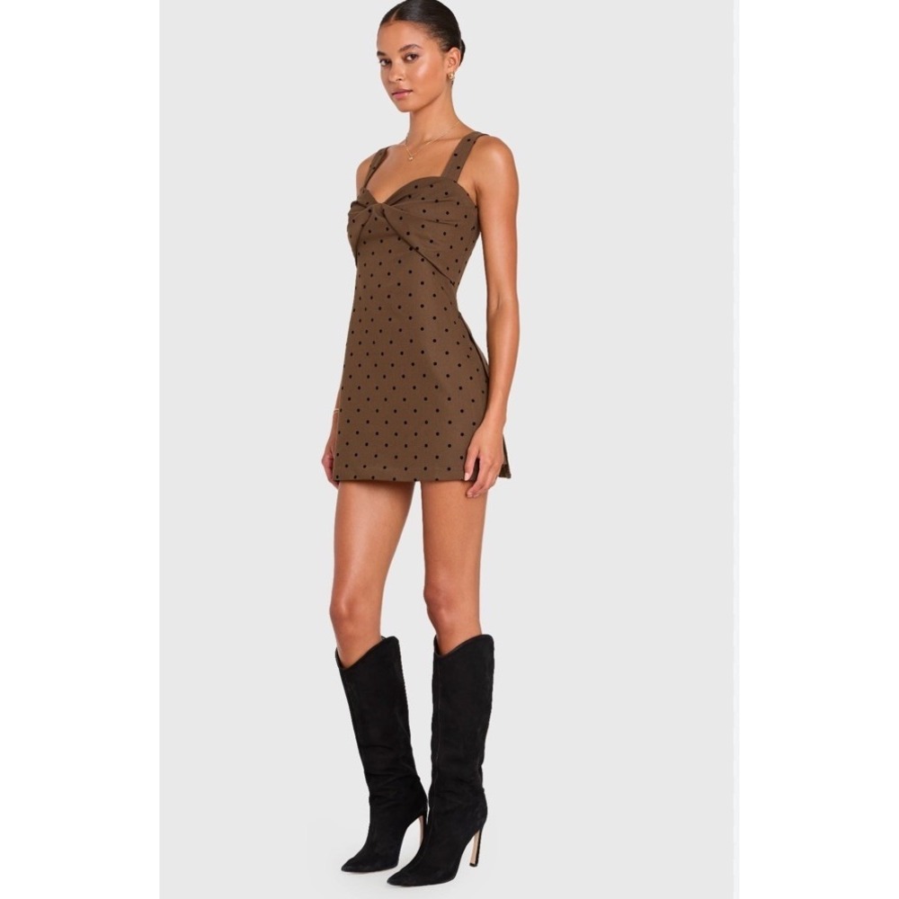 NWT $255 Amanda Uprichard Bethany Soho Romper Brown Polka Dot Mocha romper S - Picture 2 of 14